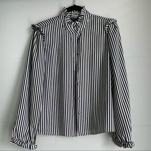Who What Wear Black Striped Button Down